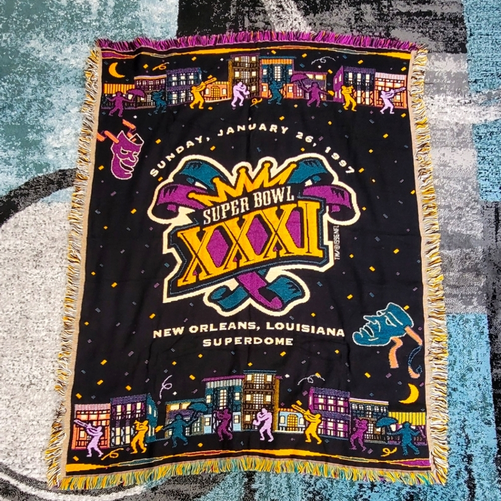 Vintage NFL Super Bowl XXXI New Orleans, Louisiana Super Dome Blanket